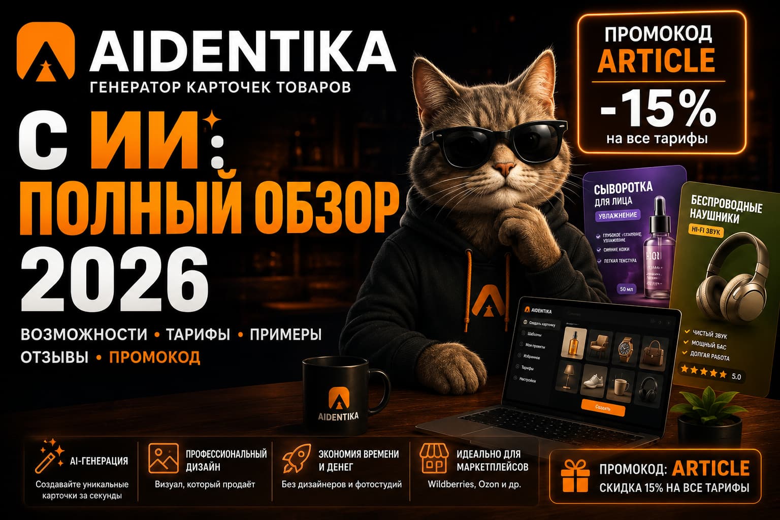 Aidentika — генератор карточек товаров с ИИ: полный обзор 2026