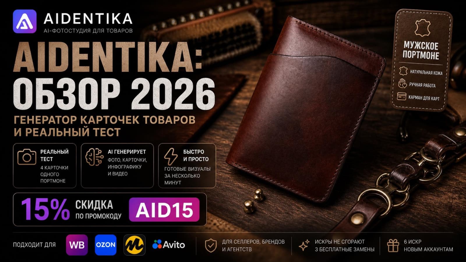 Aidentika: обзор 2026 — генератор карточек товаров и реальный тест