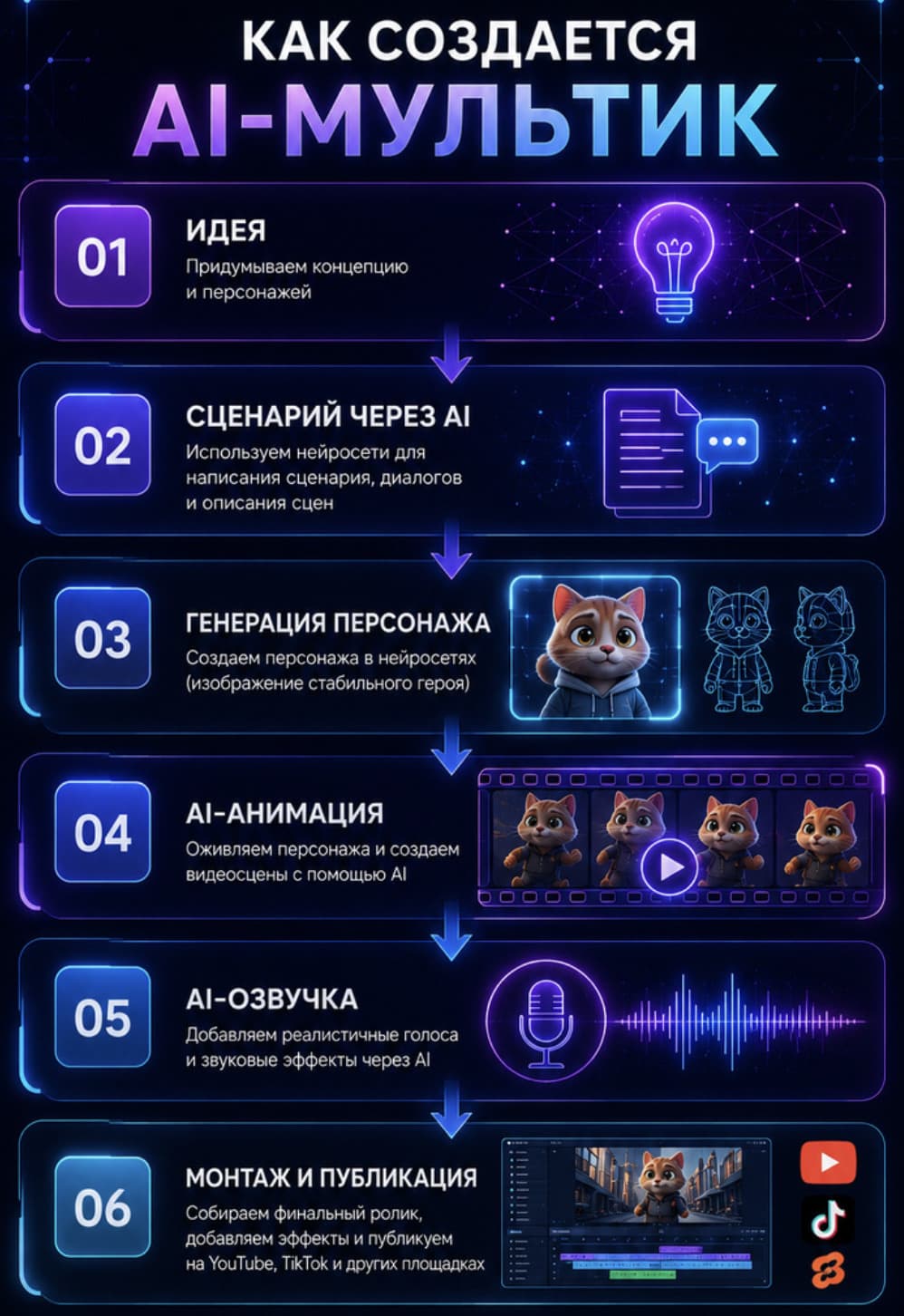 Сценарий AI-мультфильма и описание сцен в Doitong
